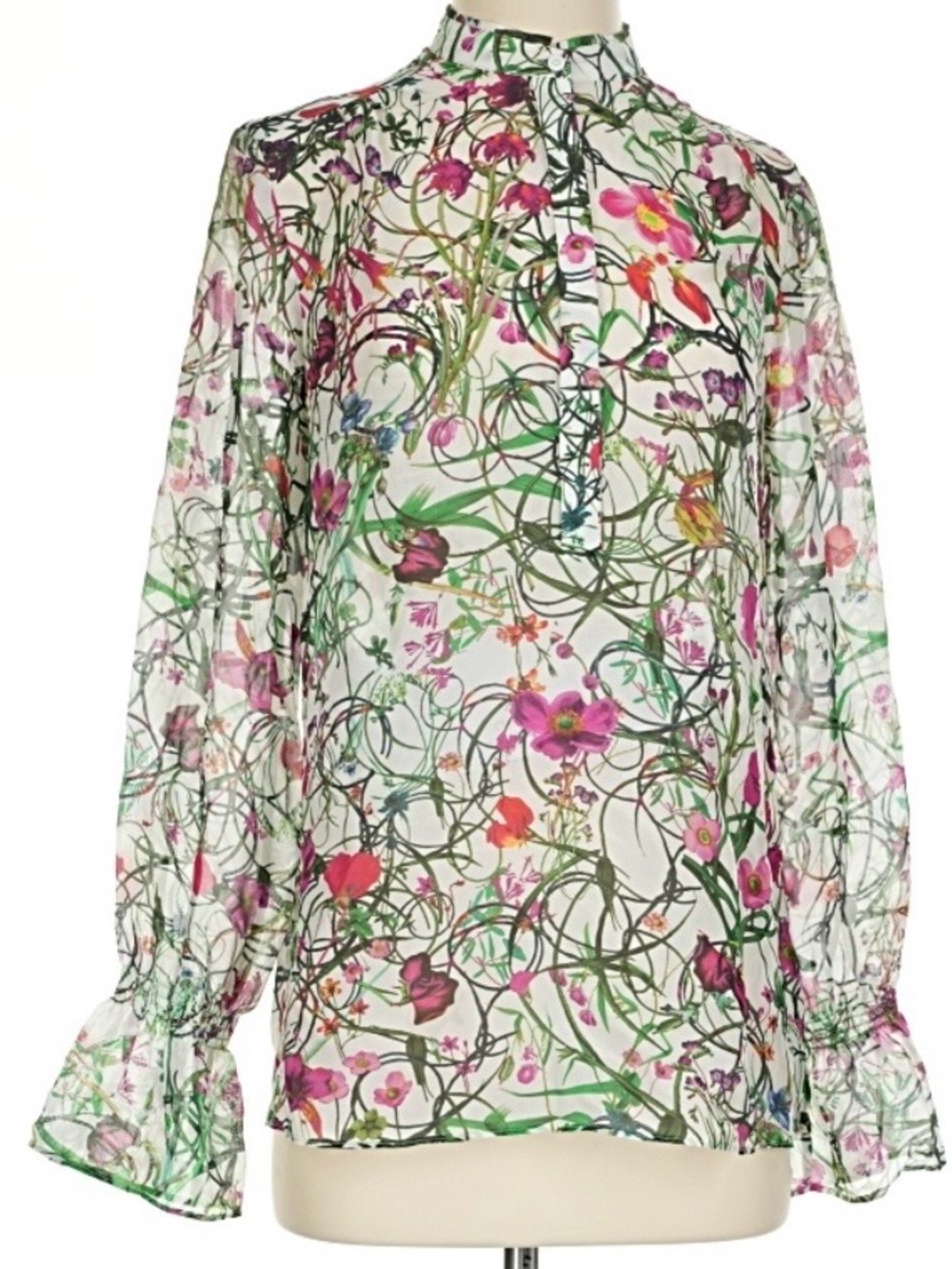 Etcetera Size 2 White Floral Button-Front Silk Blouse I’ve only worn once.